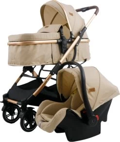 Ding Juna Kinderwagen 3 In 1 - Beige/Rose - Combi Kinderwagen Incl. Autostoel -Kinderwagens Kortingswinkel 1019x1200 2