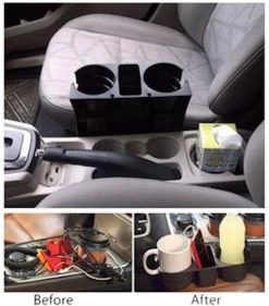 Merkloos Decopatent® Autostoel Organizer - Voor Tussen Auto Stoel / Console - Bekerhouder & Telefoonhouder - Opbergvakken - Auto Organiser -Kinderwagens Kortingswinkel 1053x1200 1