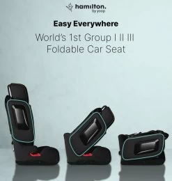 Hamilton By Yoop Cabrio Premium Opvouwbare Autostoel – Veilig, Comfortabel En Lichtgewicht Autozitje – Groep I, II, III Autostoeltje Voor 9 Maanden Tot 12 Jaar – Neon Blauw – ISOFIX Kliksysteem - 1e Opvouwbare Autostoel Ter Wereld - Zwart/Neon Blauw -Kinderwagens Kortingswinkel 1139x1200 1