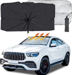 TDR - Zonnescherm / Autoparaplu - Binnenkant Voorruit Auto - Opvouwbaar - Hitte En UV Bescherming - 122 X 65 Cm