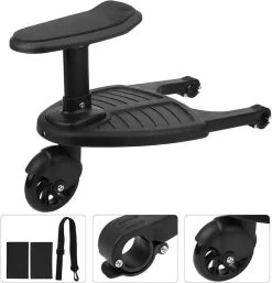 Merkloos Happyment® Universeel Meerijdplankje - Met Zitting - Voor Kinderwagen - Buggyboard - Zwart -Kinderwagens Kortingswinkel 1152x1200 1