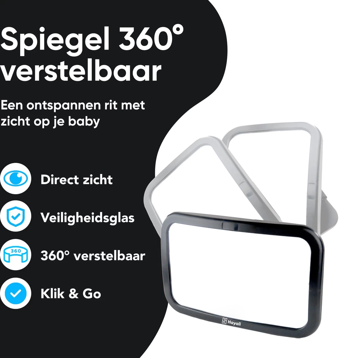 Autospiegel Baby 360° Verstelbaar Voor Hoofdsteun Autostoel -Achteruitkijkspiegel XL- Achterbankspiegel Kinderen -Baby Veiligheid Accessoires - Zwart 2 Autospiegel Baby 360° Verstelbaar Voor Hoofdsteun Autostoel -Achteruitkijkspiegel XL- Achterbankspiegel Kinderen -Baby Veiligheid Accessoires - Zwart - Afbeelding 2