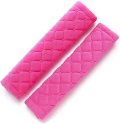 Hazlö Luxe Gordelhoezen - Checkered - Auto Gordel Beschermer - Schouderhoezen - Gordelkussen - Gordelhoes - 2 Stuks - Roze