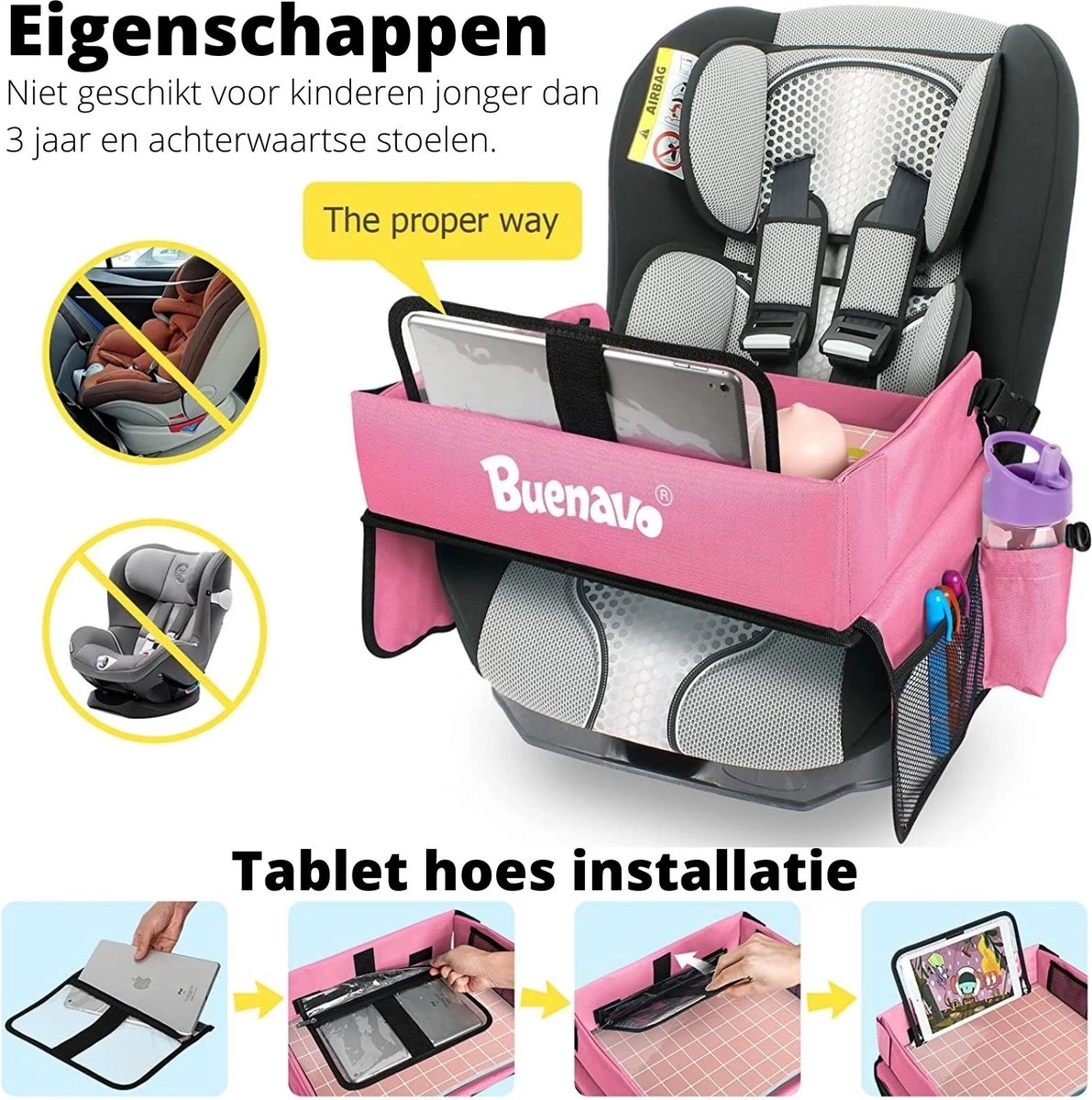Premium Reistafel Voor Kinderen - Inclusief Tablethouder + Gratis Draagtas En Potloden - Auto Organizer - Playtray - Opvouwbaar - Speeltafel Auto - Tekentafel Auto - Roze 3 Premium Reistafel Voor Kinderen - Inclusief Tablethouder + Gratis Draagtas En Potloden - Auto Organizer - Playtray - Opvouwbaar - Speeltafel Auto - Tekentafel Auto - Roze - Afbeelding 3