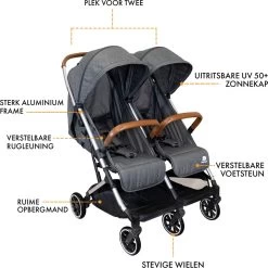 Deryan Luxe Rolo X2 Dubbele Buggy - Duo Buggy - Grijs 18 Deryan Luxe Rolo X2 Dubbele Buggy - Duo Buggy - Grijs -Kinderwagens Kortingswinkel 1199x1200 6