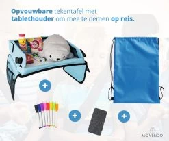 ‘’MOVENDO’’ Reistafel Voor Auto Kinderen – Autotafel – Speeltafel Auto – Travel Tray – Tekentafel – Opvouwbaar Met Tablethouder - Blauw -Kinderwagens Kortingswinkel 1200x1000 16