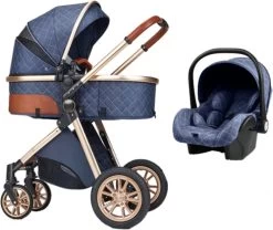 Merkloos Kinderwagen 3-in-1 – Luxe Kinderwagen - Buggy – Wandelwagen - Multifunctioneel – Opklapbaar – Incl Autostoel – Blauw -Kinderwagens Kortingswinkel 1200x1011 2