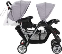 VidaXL Kinderwagen Dubbel Staal Grijs En Zwart -Kinderwagens Kortingswinkel 1200x1050 1