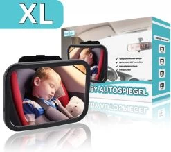 Nelbar Autospiegel Baby Verstelbaar – Achteruitkijkspiegel – Drempelproef – Baby Spiegel Auto Achterbank – Achteruitkijk Spiegel – 360 Graden Verstelbaar – XL Formaat