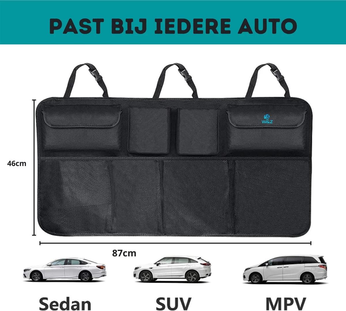 W&Z® Auto Organizer - Autostoel Organizer - Kofferbak Organizer - Zwart 5 W&Z® Auto Organizer - Autostoel Organizer - Kofferbak Organizer - Zwart - Afbeelding 5