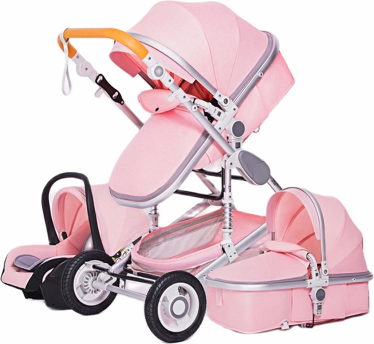 Merkloos Luxe 3-in-1 Kinderwagen - Wandelwagen - Autostoeltje - Buggy - Inklapbaar - Roze - 0-36 Maanden 1 Merkloos Luxe 3-in-1 Kinderwagen - Wandelwagen - Autostoeltje - Buggy - Inklapbaar - Roze - 0-36 Maanden