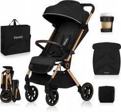 Lionelo Buggy Cloe - Kinderwagen Premium + - Tot 22 Kg - Verstelbare Rugleuning - 5-punts Veiligheidsgordels - Grote Zwenkwielen - Klamboe - Bekerhouder - Lichtgewicht - Compact - Waterdicht