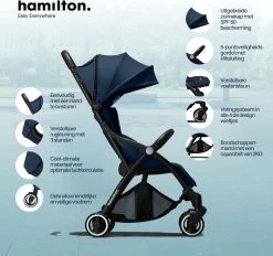 Hamilton By Yoop One Prime X1 Buggy - Premium Stroller Met One Hand Folding Technologie - Blauw - Lichte, Verstelbare En Wendbare Kinderwagen Met Vele Gemakken -Kinderwagens Kortingswinkel 1200x1127 3