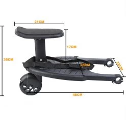 Merkloos Happyment® Universeel Meerijdplankje - Met Zitting - Voor Kinderwagen - Buggyboard - Zwart -Kinderwagens Kortingswinkel 1200x1137