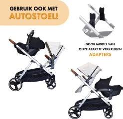 Deryan Evy Kinderwagen - Duo Kinderwagen - Uitbreidbaar - Inclusief Reiswieg - Creme -Kinderwagens Kortingswinkel 1200x1161 3