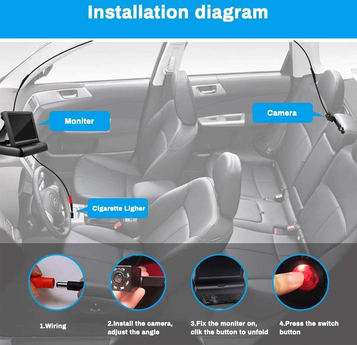 Achterbankspiegel Voor Baby/kind - Met 150° Groothoekcamera Voor Groot Gezichtsveld - Achteruitkijkspiegel, Autospiegel 4 Achterbankspiegel Voor Baby/kind - Met 150° Groothoekcamera Voor Groot Gezichtsveld - Achteruitkijkspiegel, Autospiegel - Afbeelding 4