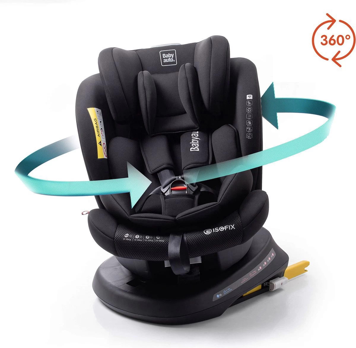 Autostoel Babyauto Rodia 360° Met Isofix - Groep 0+/1/2/3 Zwart (0-36kg) 3 Autostoel Babyauto Rodia 360° Met Isofix - Groep 0+/1/2/3 Zwart (0-36kg) - Afbeelding 3