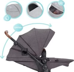 Kinderkraft B-Tour Ash Grey 3-in-1 Combi Kinderwagen Incl. Autostoel KSBTOU00DGR3000 -Kinderwagens Kortingswinkel 1200x1174 3