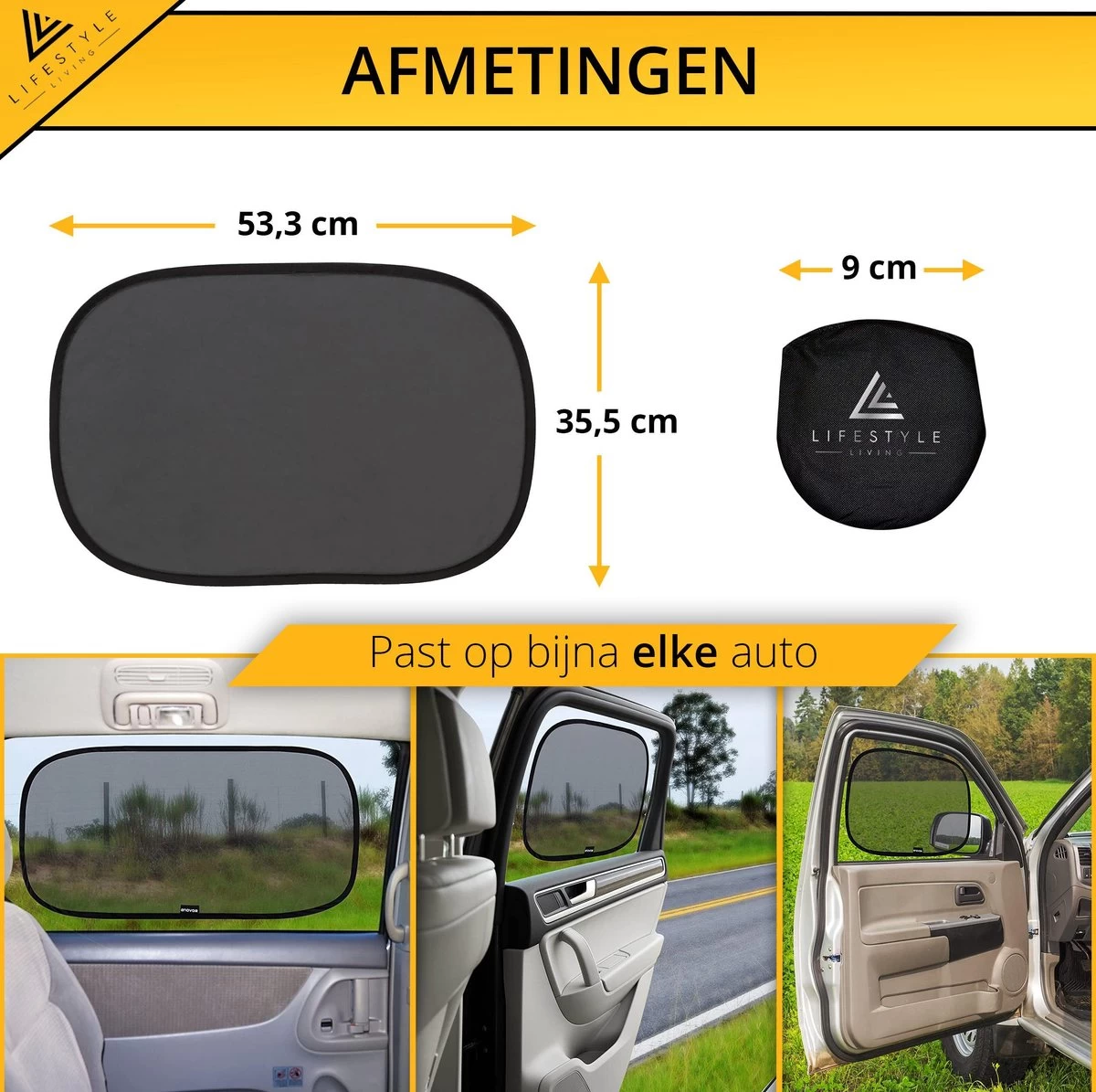 Lifestyle Living Zonnescherm Auto Zijruit – Zonwering Voor Baby En Kind – Zonder Zuignappen – UV Protectie – 2 Stuks – 51 X 31CM – Statisch - Zelfklevend 12 Lifestyle Living Zonnescherm Auto Zijruit – Zonwering Voor Baby En Kind – Zonder Zuignappen – UV Protectie – 2 Stuks – 51 X 31CM – Statisch - Zelfklevend - Afbeelding 12