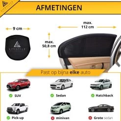 Lifestyle Living Zonnescherm – Overtrek Voor Auto Zijruit - Zonwering Voor Baby En Kind – Zonder Zuignappen – Incl. Hoes – MAX 112 X 51CM -Kinderwagens Kortingswinkel 1200x1195 13