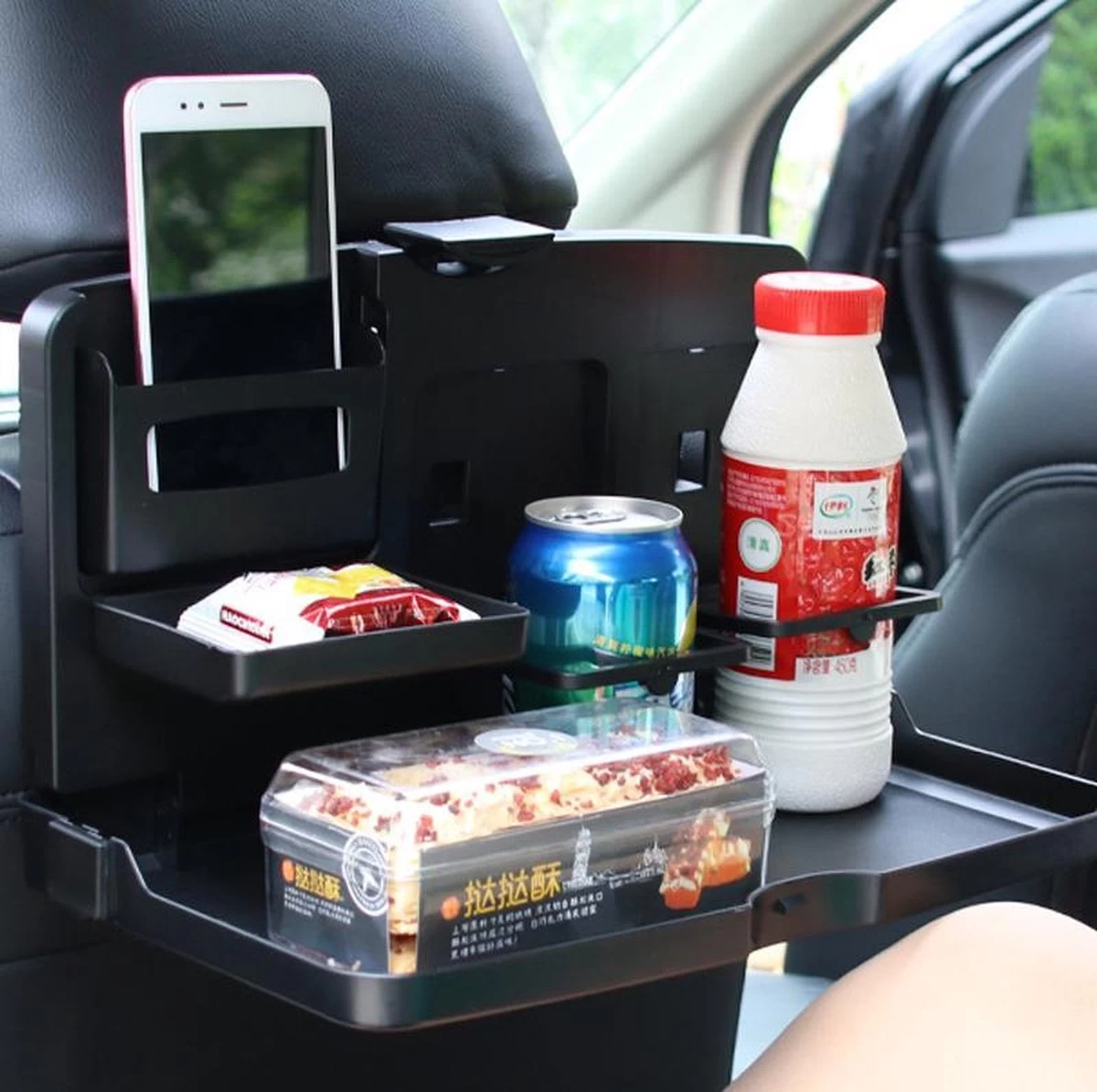 TDR- Universele Auto Eettafel Voor De Achterbank, Veelzijdig Inklapbaar, Met Beker- En Flessenhouder, Organizer Voor Mobiele Telefoon Voor In De Auto - Zwart 1 TDR- Universele Auto Eettafel Voor De Achterbank, Veelzijdig Inklapbaar, Met Beker- En Flessenhouder, Organizer Voor Mobiele Telefoon Voor In De Auto - Zwart