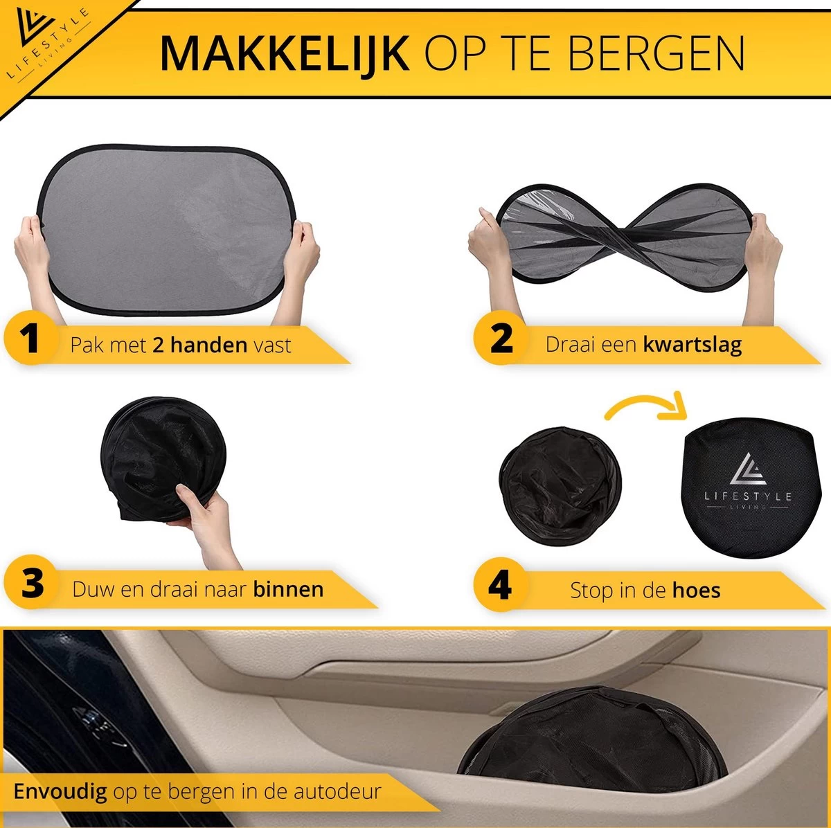 Lifestyle Living Zonnescherm Auto Zijruit – Zonwering Voor Baby En Kind – Zonder Zuignappen – UV Protectie – 2 Stuks – 51 X 31CM – Statisch - Zelfklevend 3 Lifestyle Living Zonnescherm Auto Zijruit – Zonwering Voor Baby En Kind – Zonder Zuignappen – UV Protectie – 2 Stuks – 51 X 31CM – Statisch - Zelfklevend - Afbeelding 3