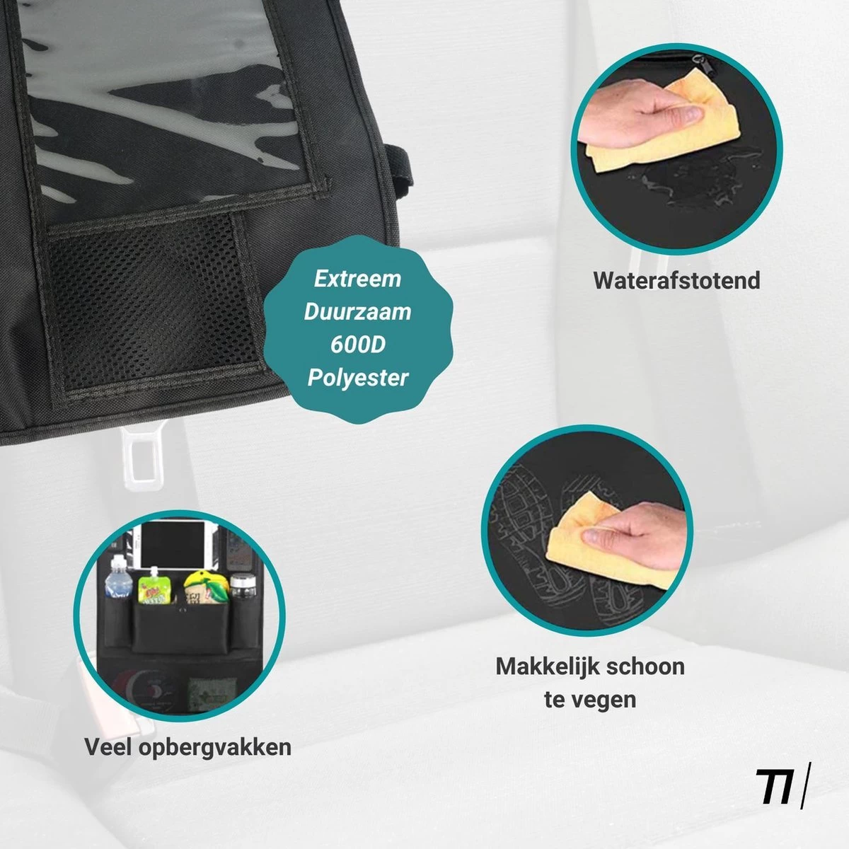 TIKKENS® Auto Organizer Met USB Oplaadpunten Stoel - Tablet Houder - Zwart - - Universeel - Autostoel Beschermer Voor Baby En Kinderen 4 TIKKENS® Auto Organizer Met USB Oplaadpunten Stoel - Tablet Houder - Zwart - - Universeel - Autostoel Beschermer Voor Baby En Kinderen - Afbeelding 4