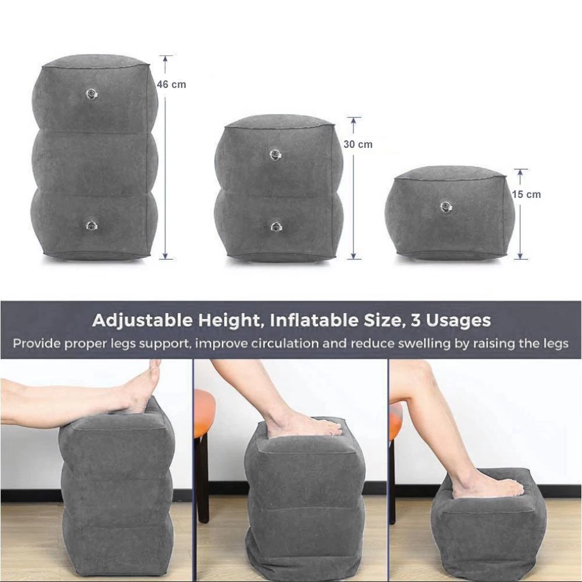 Vliegtuigbedje Met 3 Hoogtestanden - Opblaasbare Voetensteun 3 Vliegtuigbedje Met 3 Hoogtestanden - Opblaasbare Voetensteun - Afbeelding 3
