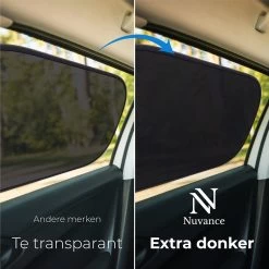 Nuvance - Zonnescherm Auto - 2 Stuks - Met UV Protectie Voor Baby En Kind - Zonwering Zijruiten - Zelfklevend - One Size - Zwart -Kinderwagens Kortingswinkel 1200x1200 496