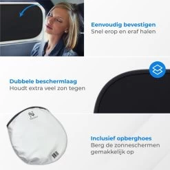 Nuvance - Zonnescherm Auto - 2 Stuks - Met UV Protectie Voor Baby En Kind - Zonwering Zijruiten - Zelfklevend - One Size - Zwart -Kinderwagens Kortingswinkel 1200x1200 498