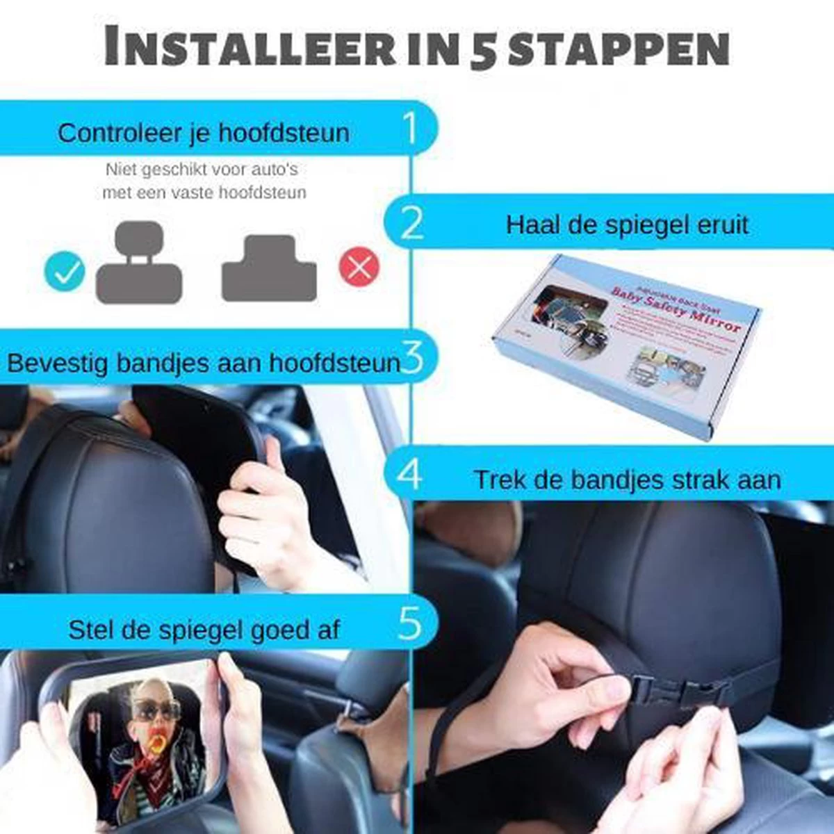 Autospiegel Baby - Maxi Cosi Spiegel - Baby Spiegel Auto - Achteruitkijkspiegel - Veiligheidsspiegel 4 Autospiegel Baby - Maxi Cosi Spiegel - Baby Spiegel Auto - Achteruitkijkspiegel - Veiligheidsspiegel - Afbeelding 4