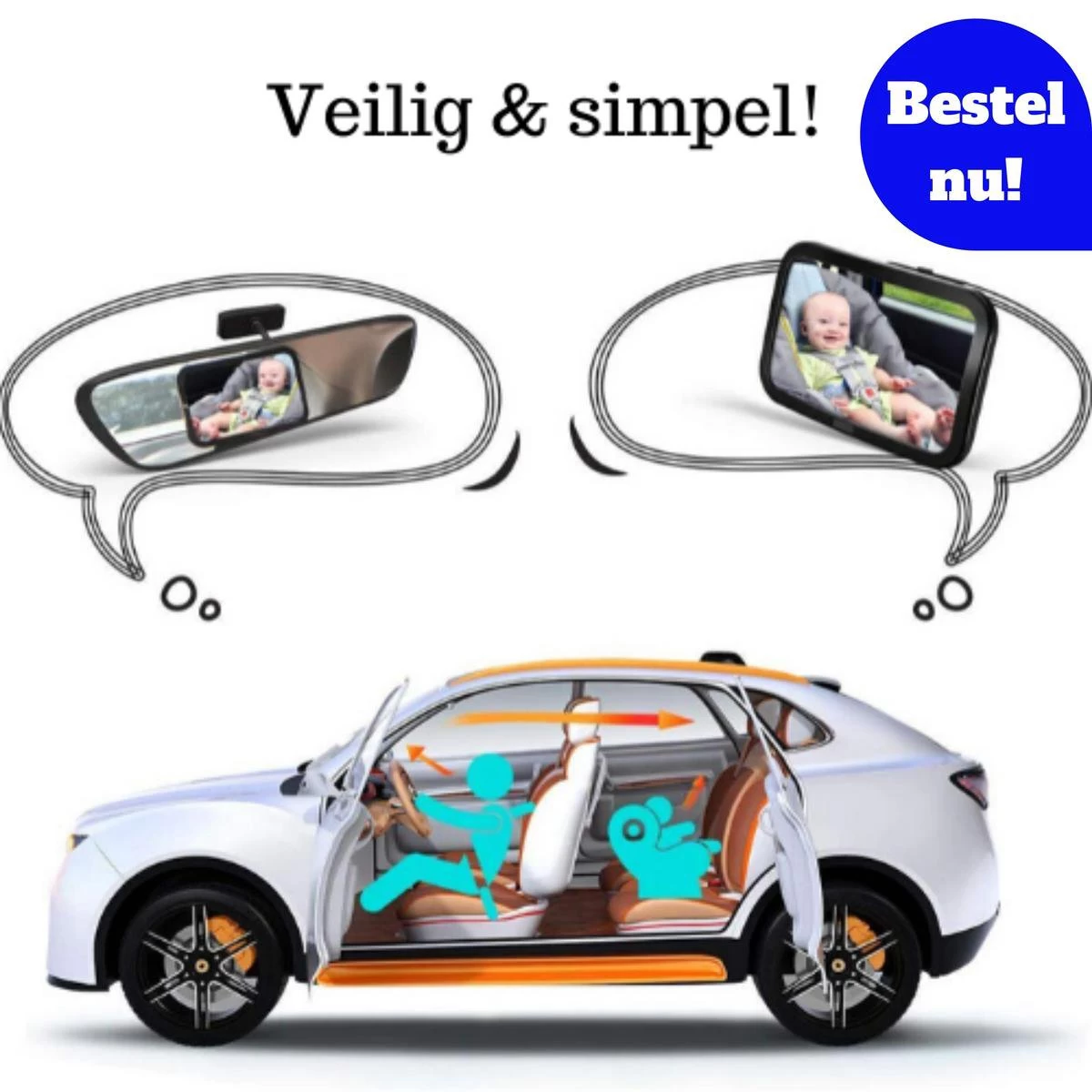 Autospiegel Baby - Maxi Cosi Spiegel - Baby Spiegel Auto - Achteruitkijkspiegel - Veiligheidsspiegel 9 Autospiegel Baby - Maxi Cosi Spiegel - Baby Spiegel Auto - Achteruitkijkspiegel - Veiligheidsspiegel - Afbeelding 9