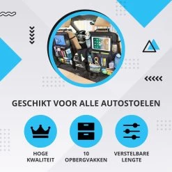 Merkloos Luxe En Stevige Autostoel Organizer Met Tablethouder – Auto Organizer – Auto/Accessoires/Bescherming – 45*65cm – Zwart - 1 Stuk -Kinderwagens Kortingswinkel 1200x1200 638