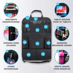 Merkloos Luxe En Stevige Autostoel Organizer Met Tablethouder – Auto Organizer – Auto/Accessoires/Bescherming – 45*65cm – Zwart - 1 Stuk -Kinderwagens Kortingswinkel 1200x1200 639