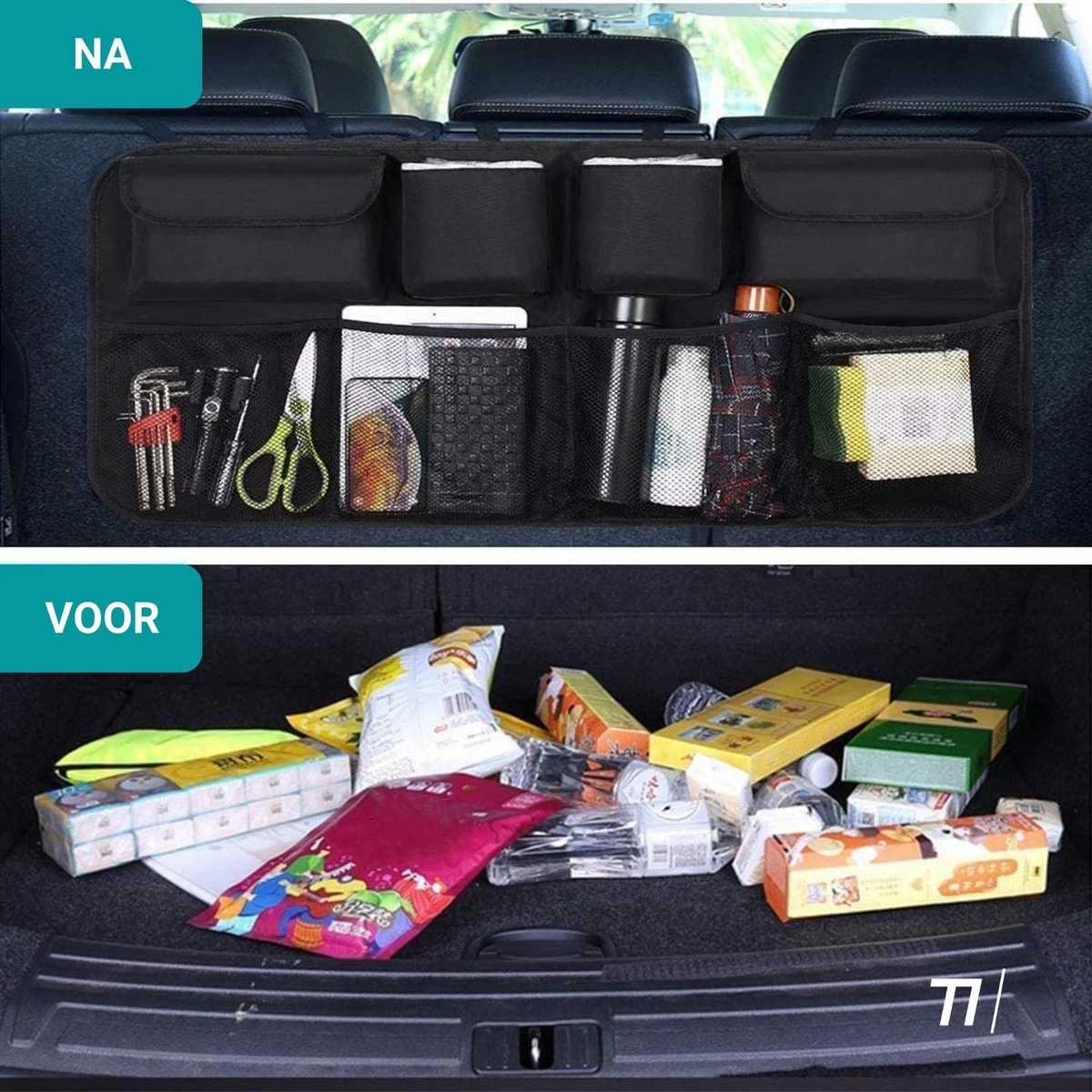 TIKKENS® Auto Organizer Kofferbak - Autostoel Organizer - Koffer Organizer - Zwart - Universeel 4 TIKKENS® Auto Organizer Kofferbak - Autostoel Organizer - Koffer Organizer - Zwart - Universeel - Afbeelding 4