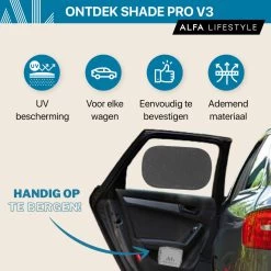 ALFA LIFESTYLE® Statische Zonneschermen - SHADE PRO V3 – Zwart Transparant Zonnescherm – UV Protectie Bescherming - Zonwering Auto - 2 Stuks -Kinderwagens Kortingswinkel 1200x1200 755