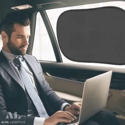 ALFA LIFESTYLE® Statische Zonneschermen - SHADE PRO V3 – Zwart Transparant Zonnescherm – UV Protectie Bescherming - Zonwering Auto - 2 Stuks -Kinderwagens Kortingswinkel 1200x1200 757