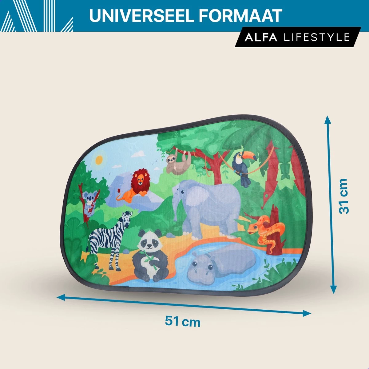 ALFA LIFESTYLE® Statische Zonneschermen – SHADE PRO V4- Jungle – Zonnescherm Auto Baby – UV Protectie Bescherming - 2 Stuks 9 ALFA LIFESTYLE® Statische Zonneschermen – SHADE PRO V4- Jungle – Zonnescherm Auto Baby – UV Protectie Bescherming - 2 Stuks - Afbeelding 9