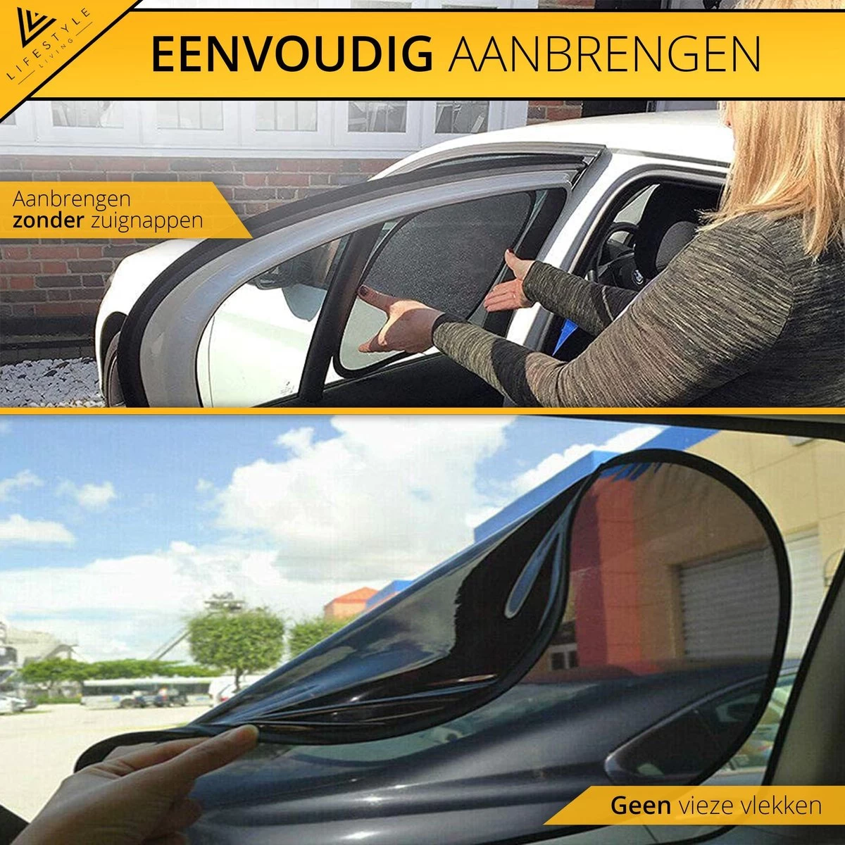 Lifestyle Living Zonnescherm Auto Zijruit – Zonwering Voor Baby En Kind – Zonder Zuignappen – UV Protectie – 2 Stuks – 51 X 31CM – Statisch - Zelfklevend 4 Lifestyle Living Zonnescherm Auto Zijruit – Zonwering Voor Baby En Kind – Zonder Zuignappen – UV Protectie – 2 Stuks – 51 X 31CM – Statisch - Zelfklevend - Afbeelding 4