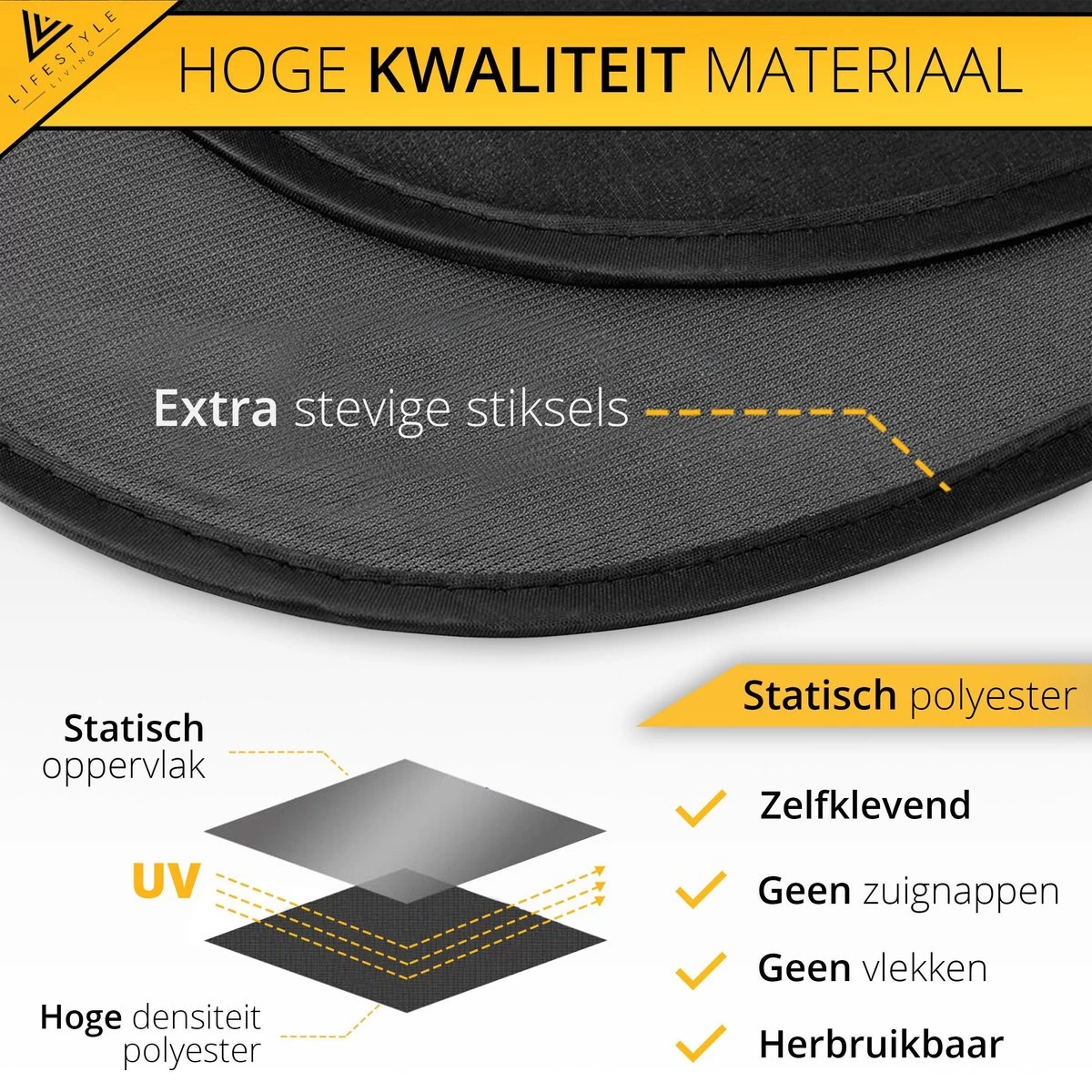 Lifestyle Living Zonnescherm Auto Zijruit – Zonwering Voor Baby En Kind – Zonder Zuignappen – UV Protectie – 2 Stuks – 51 X 31CM – Statisch - Zelfklevend 5 Lifestyle Living Zonnescherm Auto Zijruit – Zonwering Voor Baby En Kind – Zonder Zuignappen – UV Protectie – 2 Stuks – 51 X 31CM – Statisch - Zelfklevend - Afbeelding 5