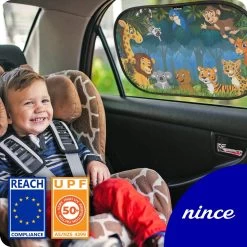 Nince Zonnescherm Auto Zijraam Van Hoge Kwaliteit - Jungle - Set Van 2 -Kinderwagens Kortingswinkel 1200x1200 807