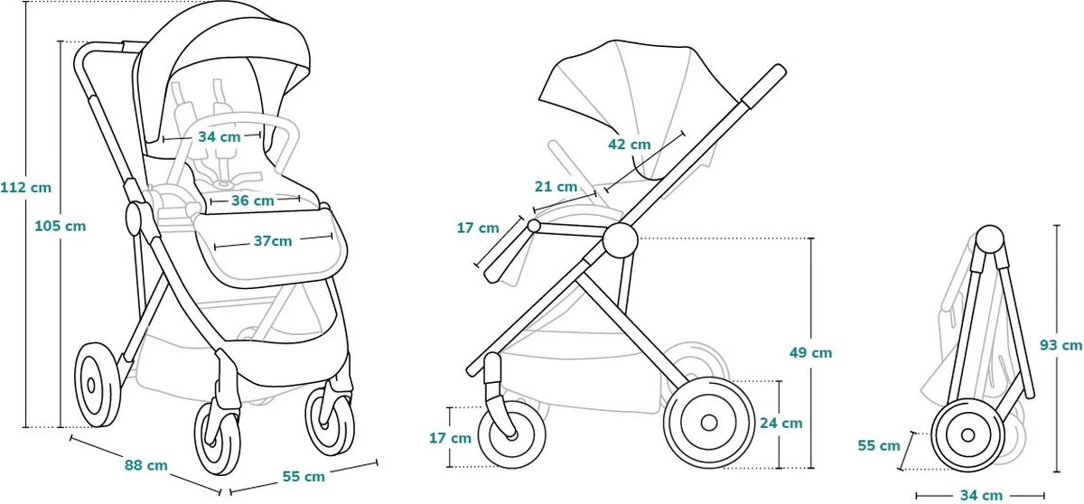 Lionelo Zoey - Kinderwagen - Alluminium - Accessoires - Tot 15kg 2 Lionelo Zoey - Kinderwagen - Alluminium - Accessoires - Tot 15kg - Afbeelding 2