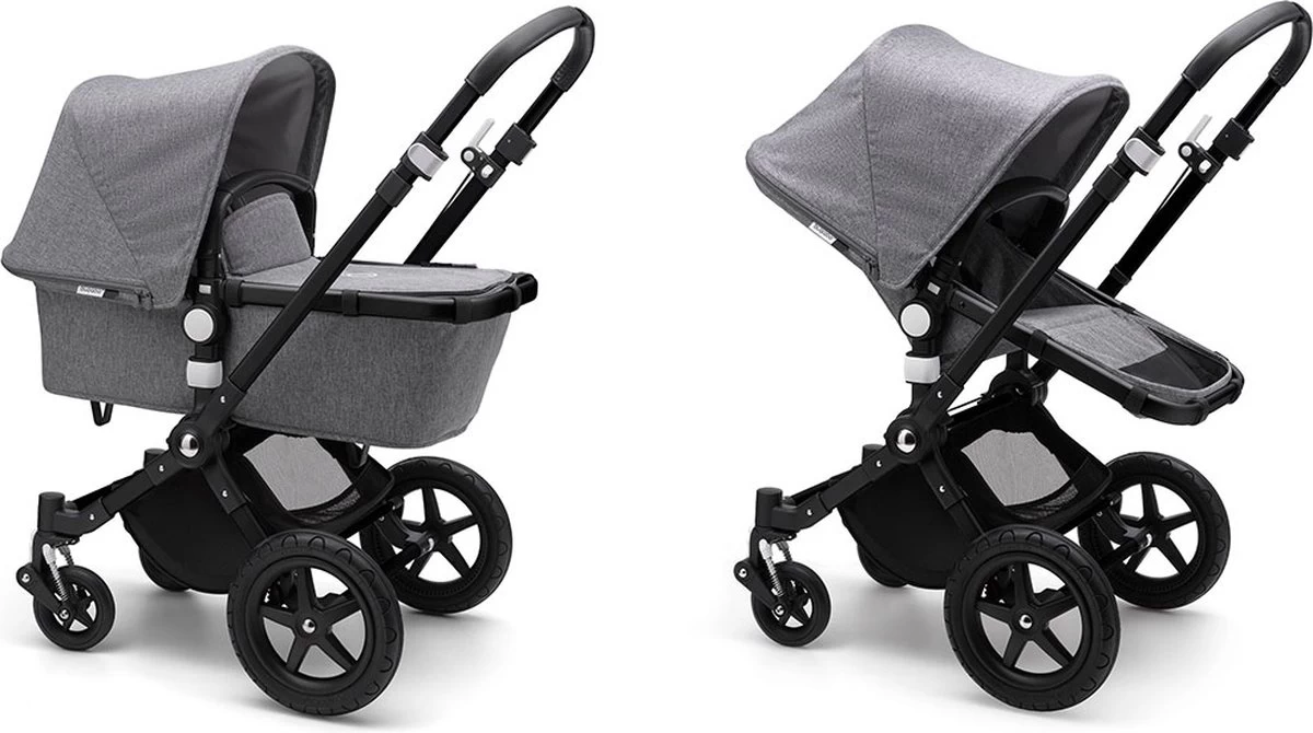 Bugaboo Cameleon 3 Plus Kinderwagen Met Stoel En Wieg - Zwart / Gemȇleerd Grijs 1 Bugaboo Cameleon 3 Plus Kinderwagen Met Stoel En Wieg - Zwart / Gemȇleerd Grijs