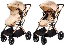 Ding Juna Kinderwagen 3 In 1 - Beige/Rose - Combi Kinderwagen Incl. Autostoel -Kinderwagens Kortingswinkel 1200x840 1