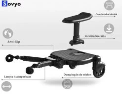 Merkloos Meerijdplankje Universeel Buggy/Kinderwagen - Kinderwagen Accessoire Met Afneembaar Zitje Van Hoogwaardige Kwaliteit - Verstelbaar Meerijdplankje -Kinderwagens Kortingswinkel 1200x941
