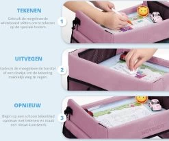‘’MOVENDO’’ Reistafel Voor Auto Kinderen – Autotafel – Speeltafel Auto – Travel Tray – Tekentafel – Opvouwbaar Met Tablethouder - Roze -Kinderwagens Kortingswinkel 1200x995 4