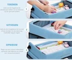 ‘’MOVENDO’’ Reistafel Voor Auto Kinderen – Autotafel – Speeltafel Auto – Travel Tray – Tekentafel – Opvouwbaar Met Tablethouder - Blauw -Kinderwagens Kortingswinkel 1200x996