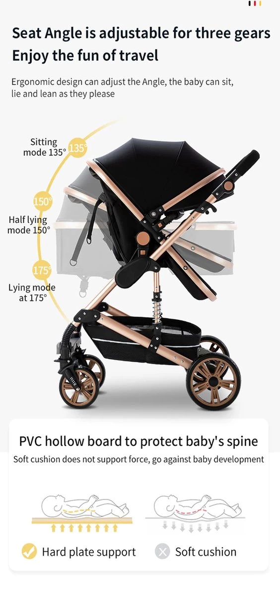 Luxe Kinderwagen 3 In 1 - Wandelwagen - Kinderwagen 3-in-1 Incl Autostoel - Kinderwagen Maxi Cosi – Buggy 3 In 1 - Newborn - Grijs 5 Luxe Kinderwagen 3 In 1 - Wandelwagen - Kinderwagen 3-in-1 Incl Autostoel - Kinderwagen Maxi Cosi – Buggy 3 In 1 - Newborn - Grijs - Afbeelding 5