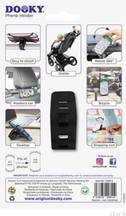 Dooky Telefoonhouder Smartphone Telefoon Houder 360* Rotatie Universeel Kinderwagen Fiets Zwart -Kinderwagens Kortingswinkel 701x1200 2