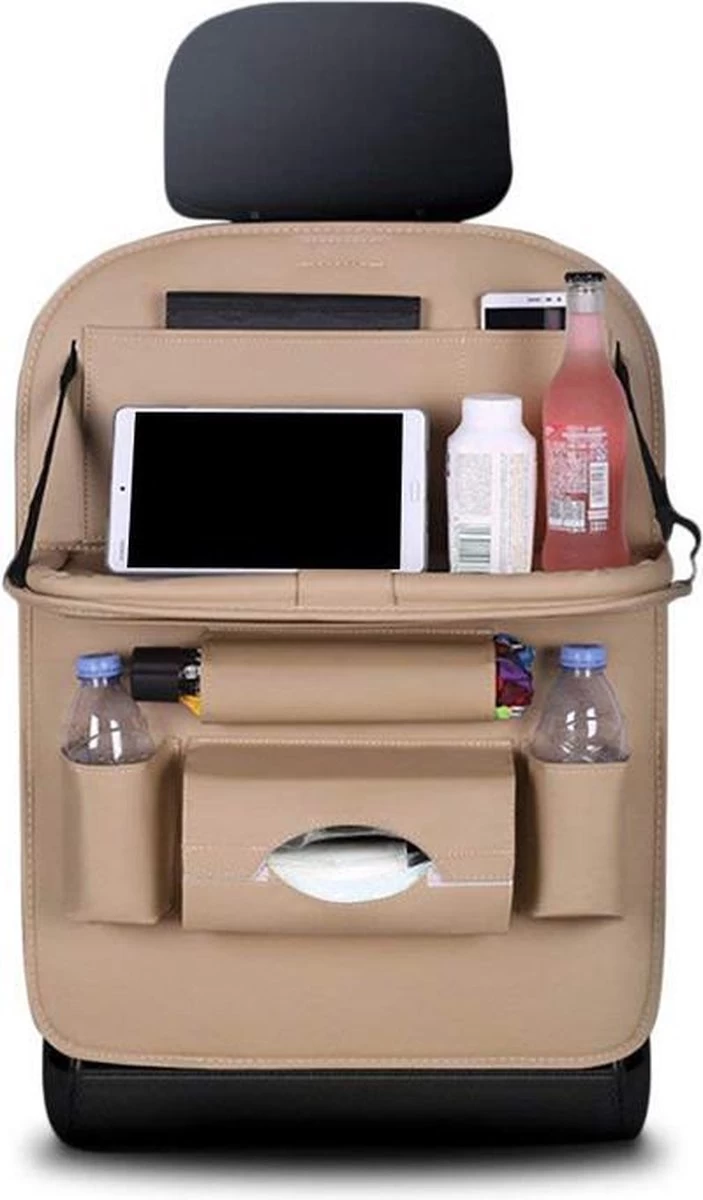 Luxe Auto Organizer Met Tablet Houder Autostoel Organiser Ipadhouder Voor Kinderen – Beige 1 Luxe Auto Organizer Met Tablet Houder Autostoel Organiser Ipadhouder Voor Kinderen – Beige